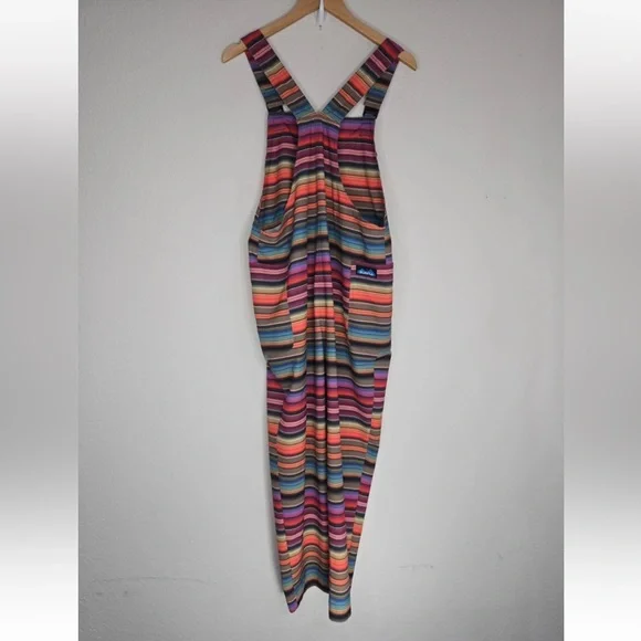 KAVU San Blas Overalls Sunrise Stripe Gorpcore Hiking Active Size L Womens - Picture 2 of 8